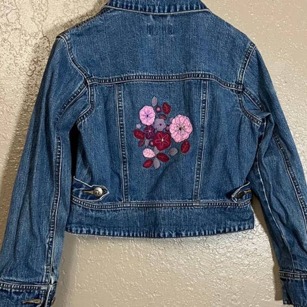 American Girl jean jacket medium floral